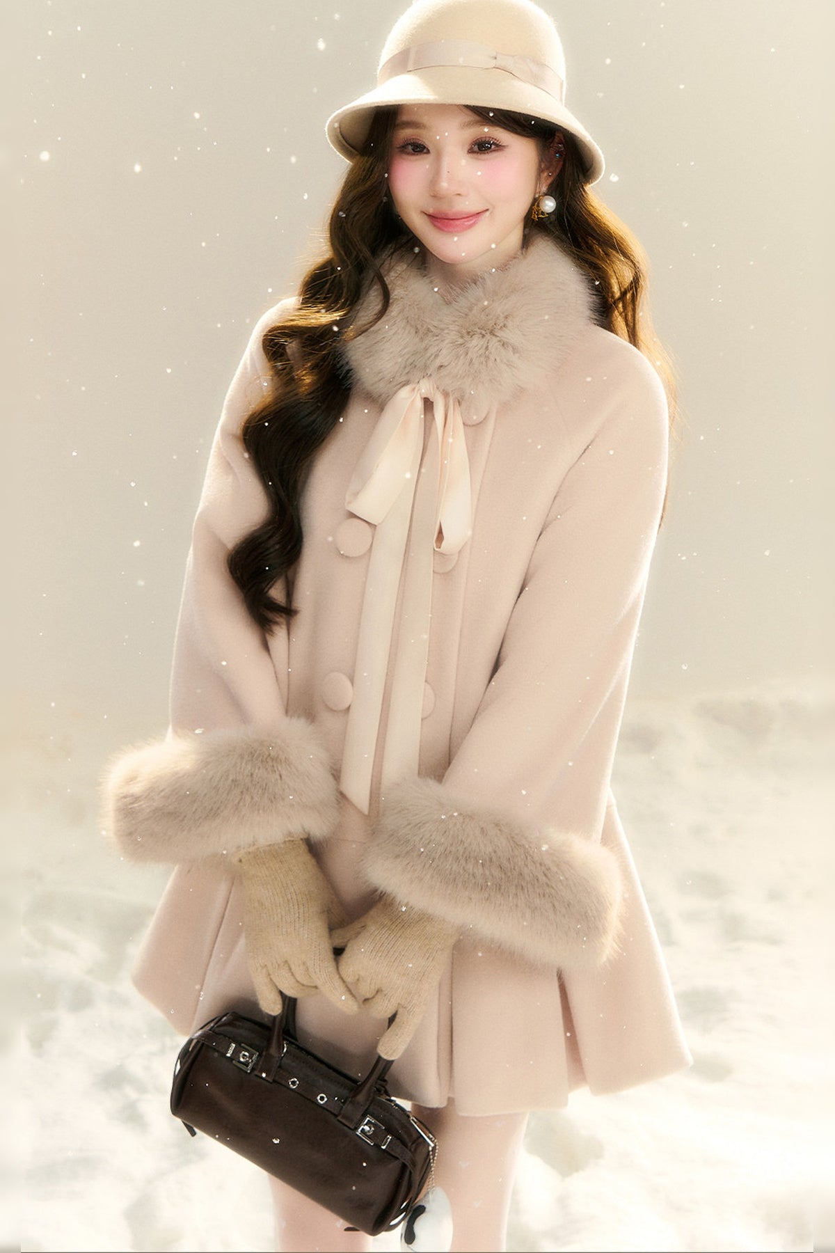 Bow Collar Woolen Coat