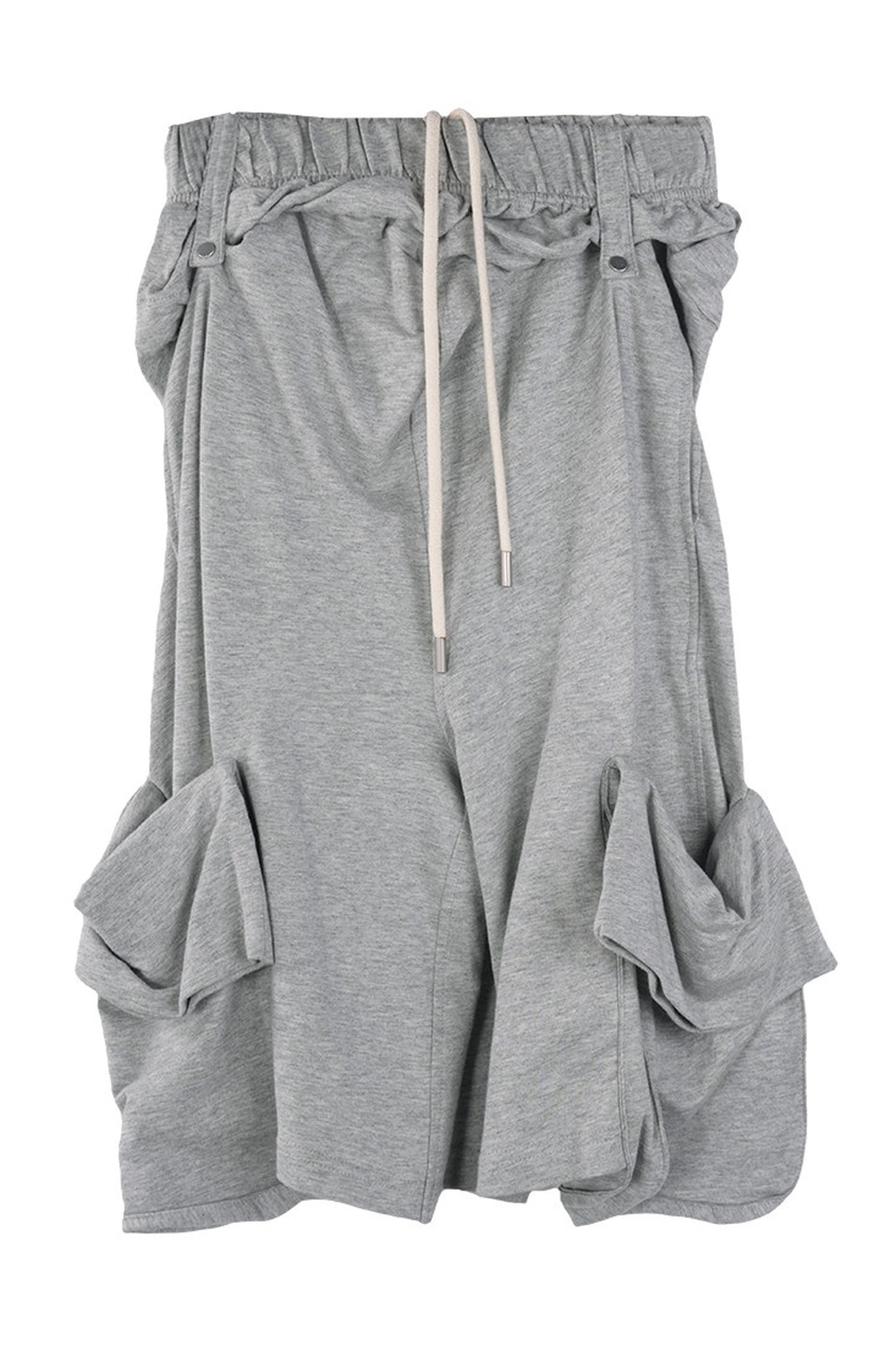Neutral Cotton Rolled Hem Shorts
