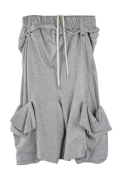 Neutral Cotton Rolled Hem Shorts