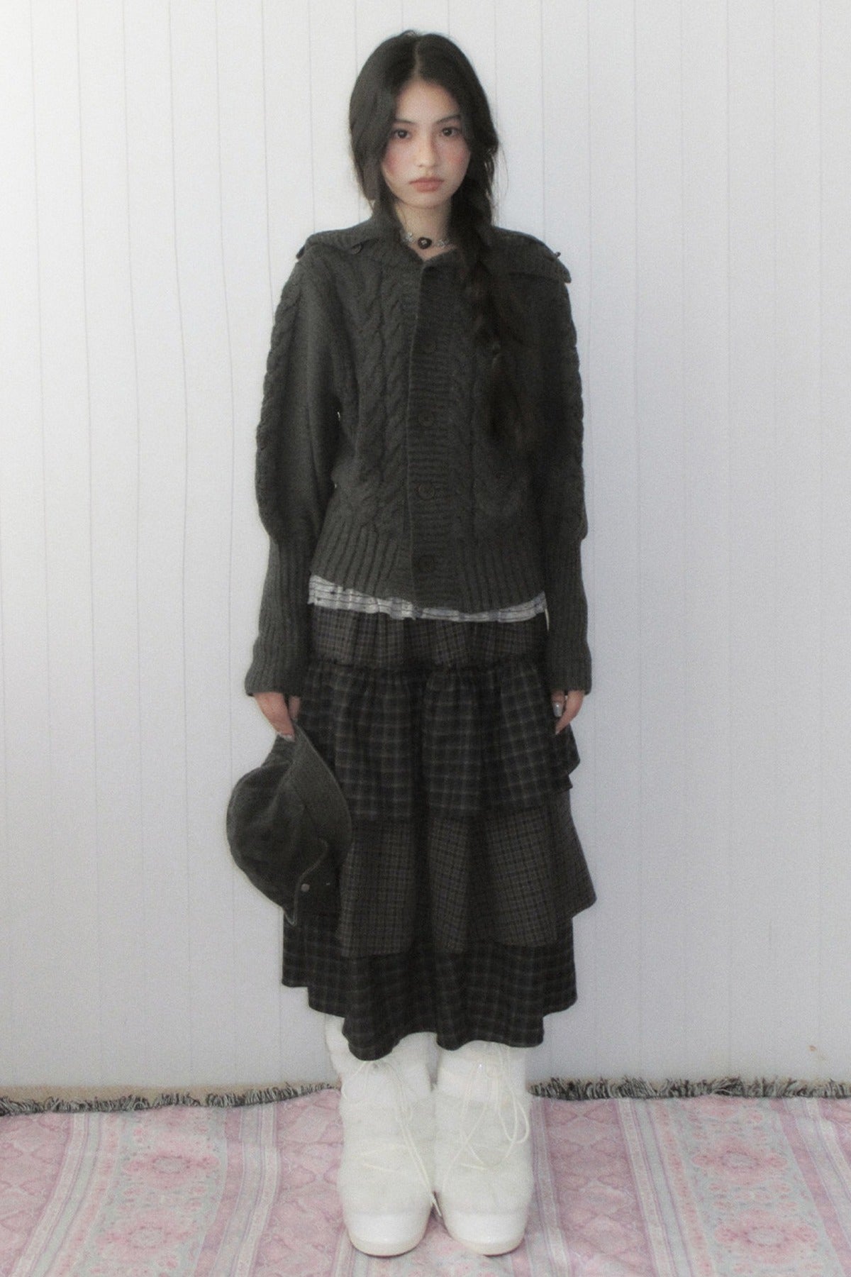 High-Waisted Plaid Cake Skirt