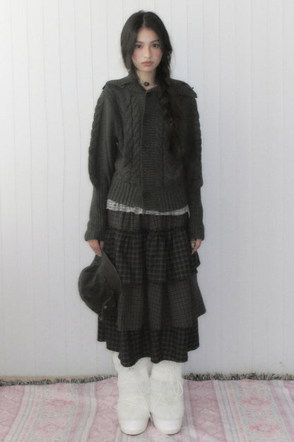High-Waisted Plaid Cake Skirt