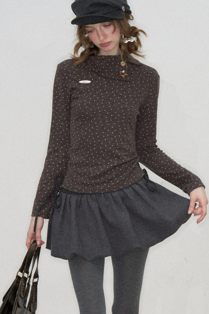 Starry Dots Asymmetrical Knit Top