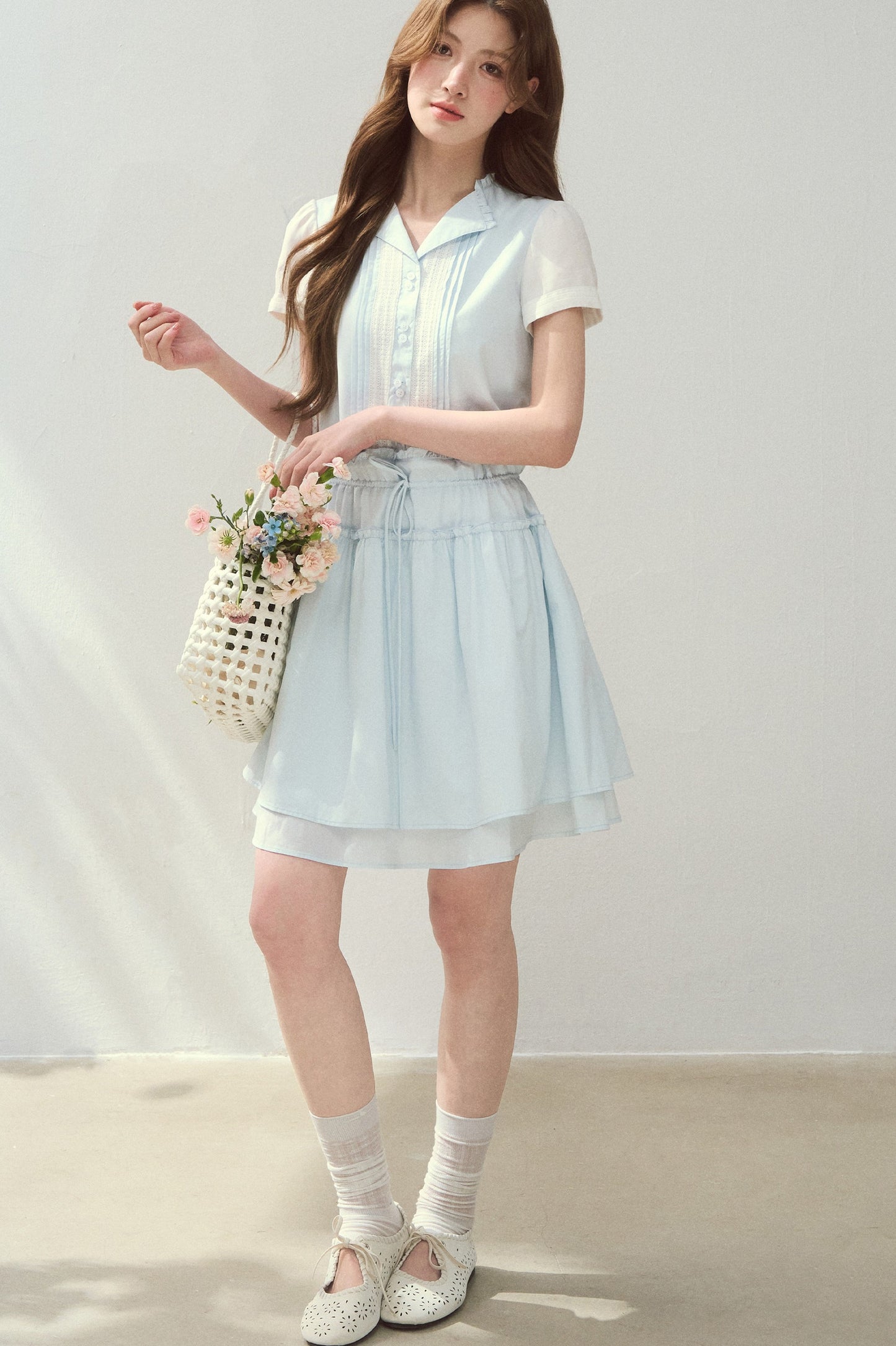 Sea Salt Blue Lyocell Shirt Dress
