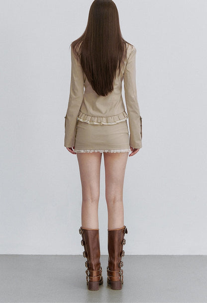 Chaqueta de malla con volantes y retales
