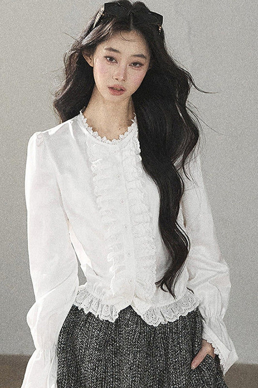 Ruffled Flared Sleeve Top
