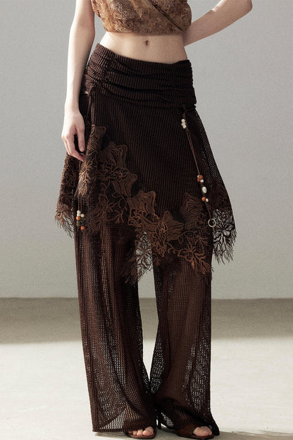 Wasteland pantalon ajouré à jambes larges