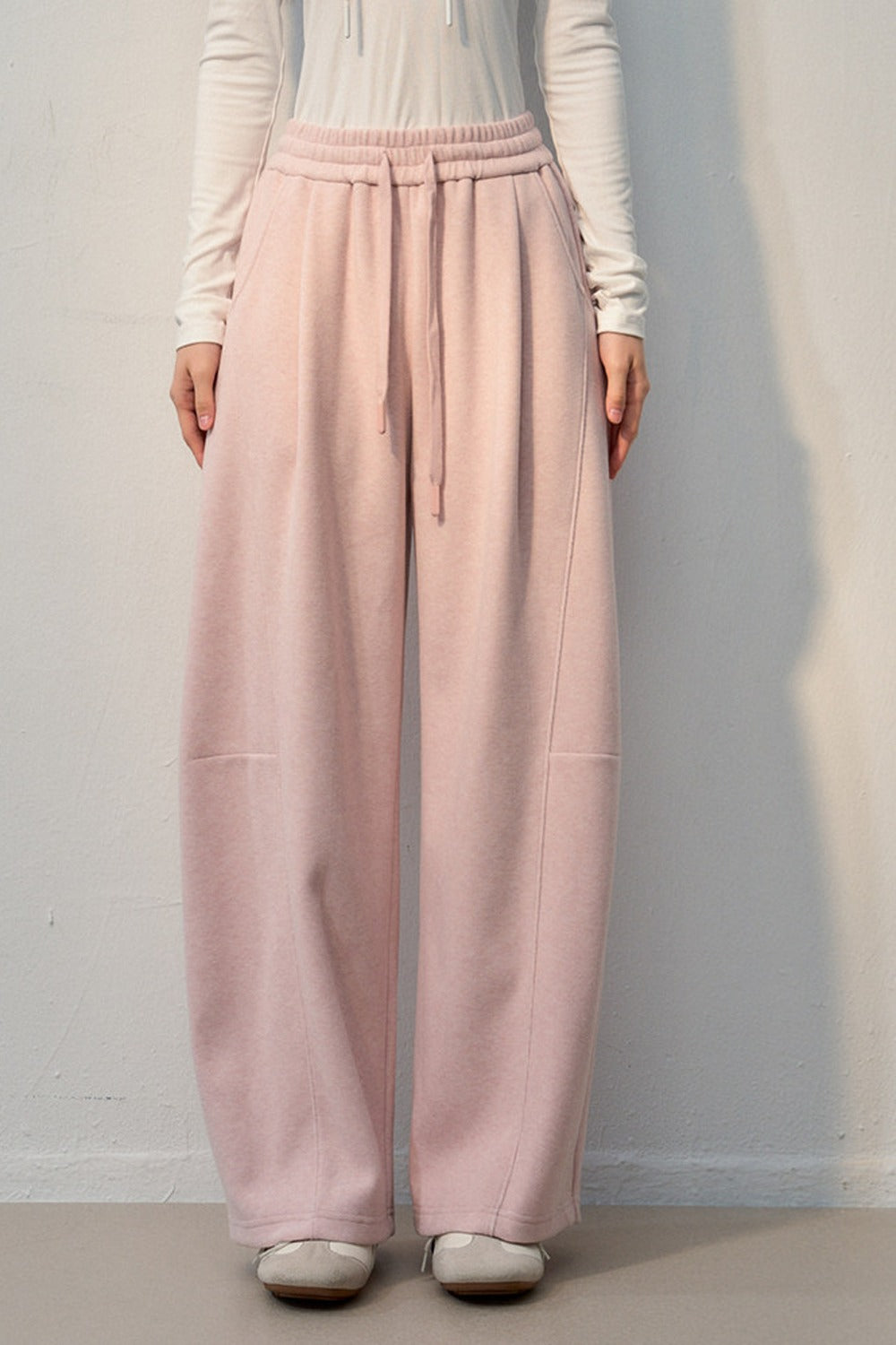 High-Waisted Elastic Wide-Leg Pants