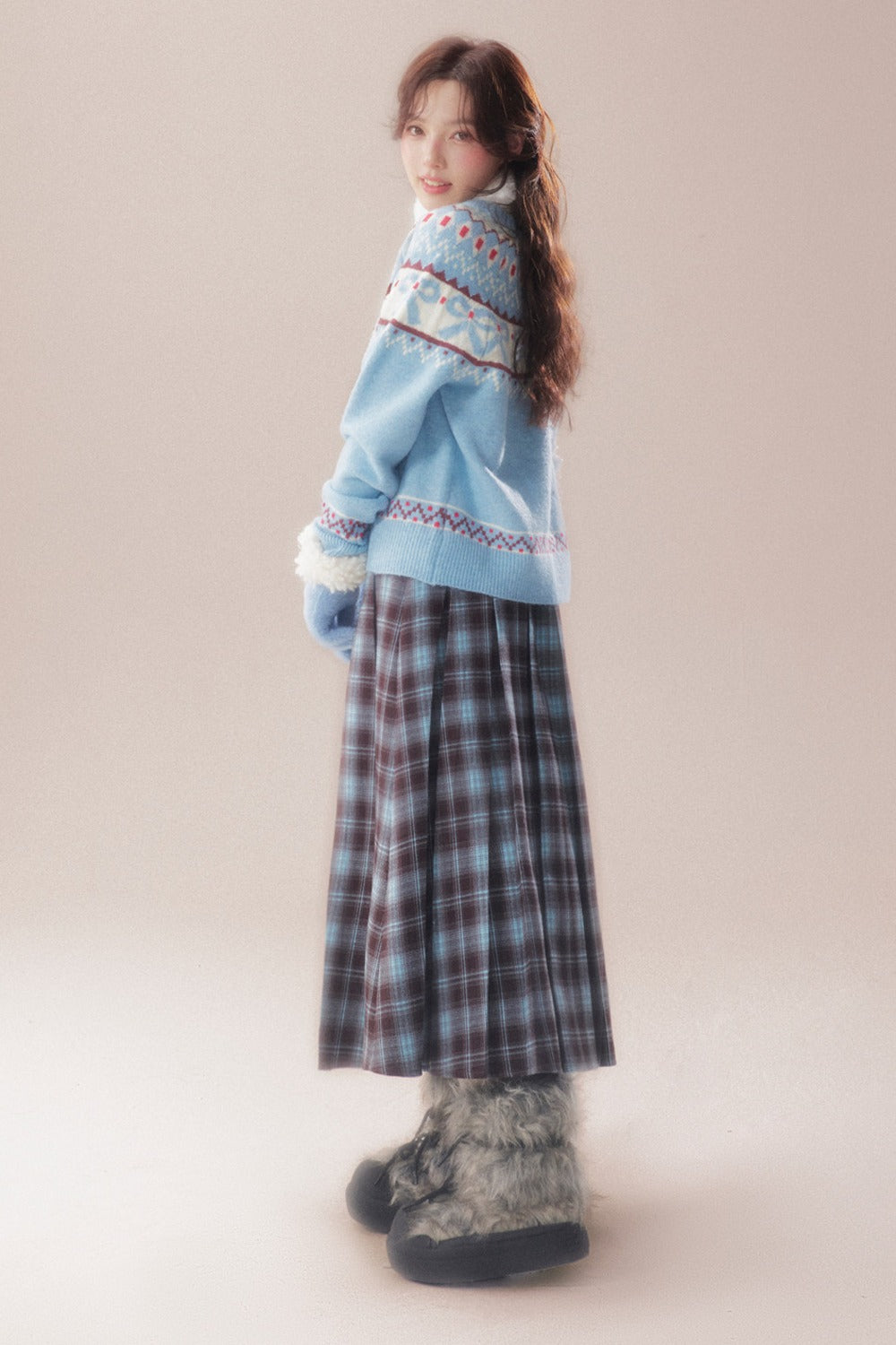 Bowknot Fair Isle Sweater Cardigan