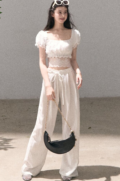 Lyocell Linen Wide-Leg Pants