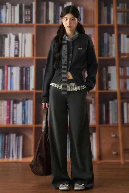 Polka Dot Knit Cardigan and Pants Set-Up