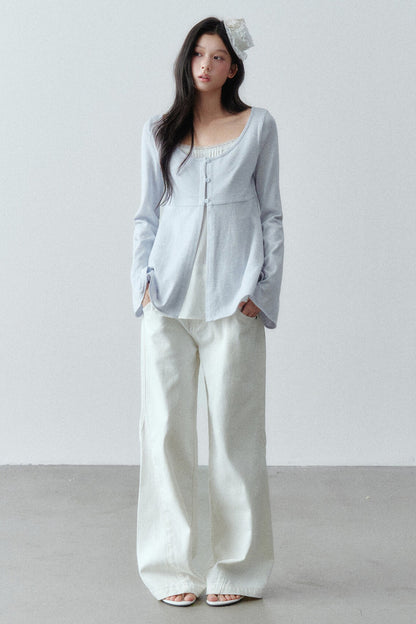 Long Sleeve Cashmere Cotton T-Shirt