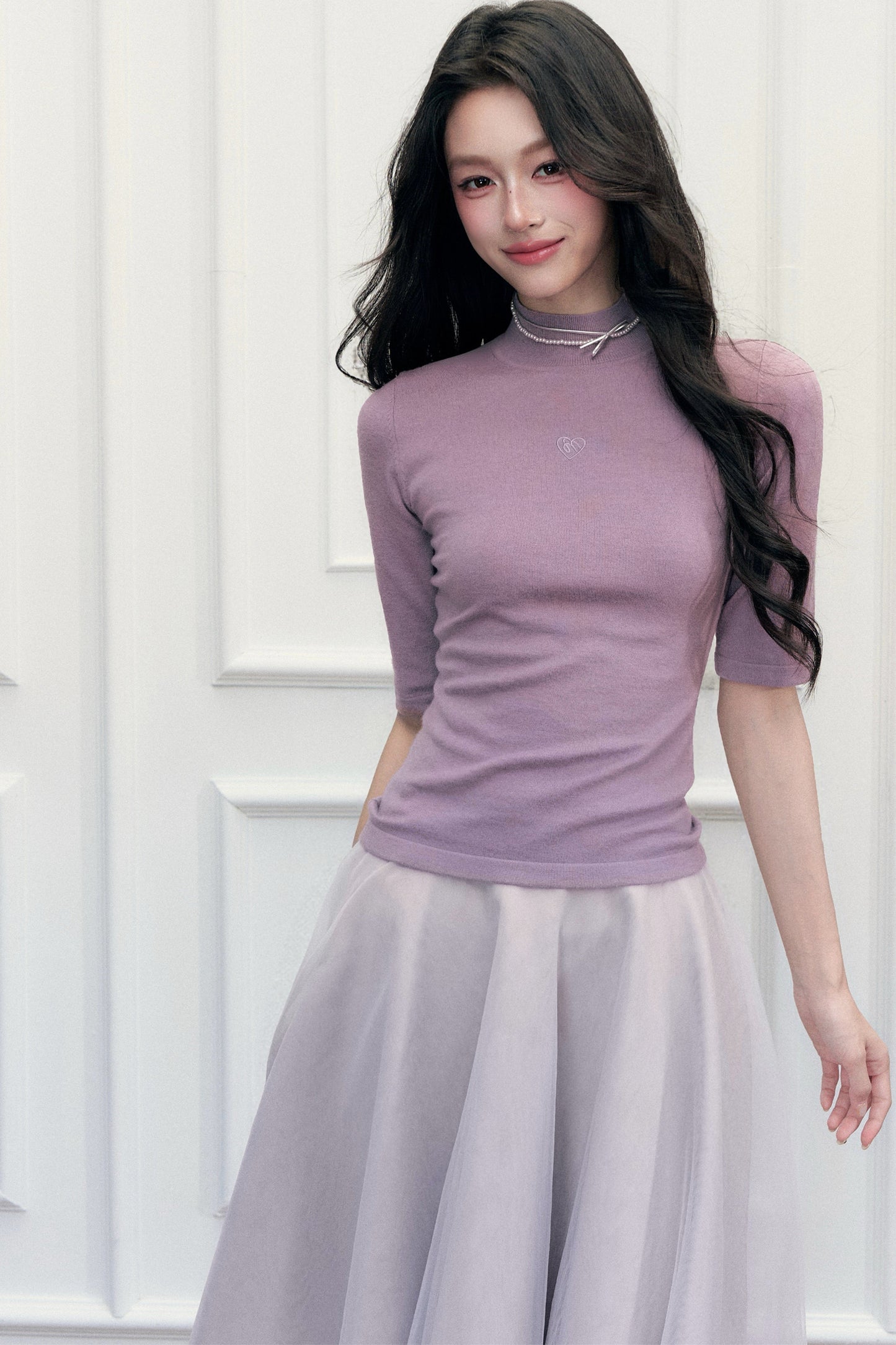 Slim-Fit Half-High Collar Knit Base Top
