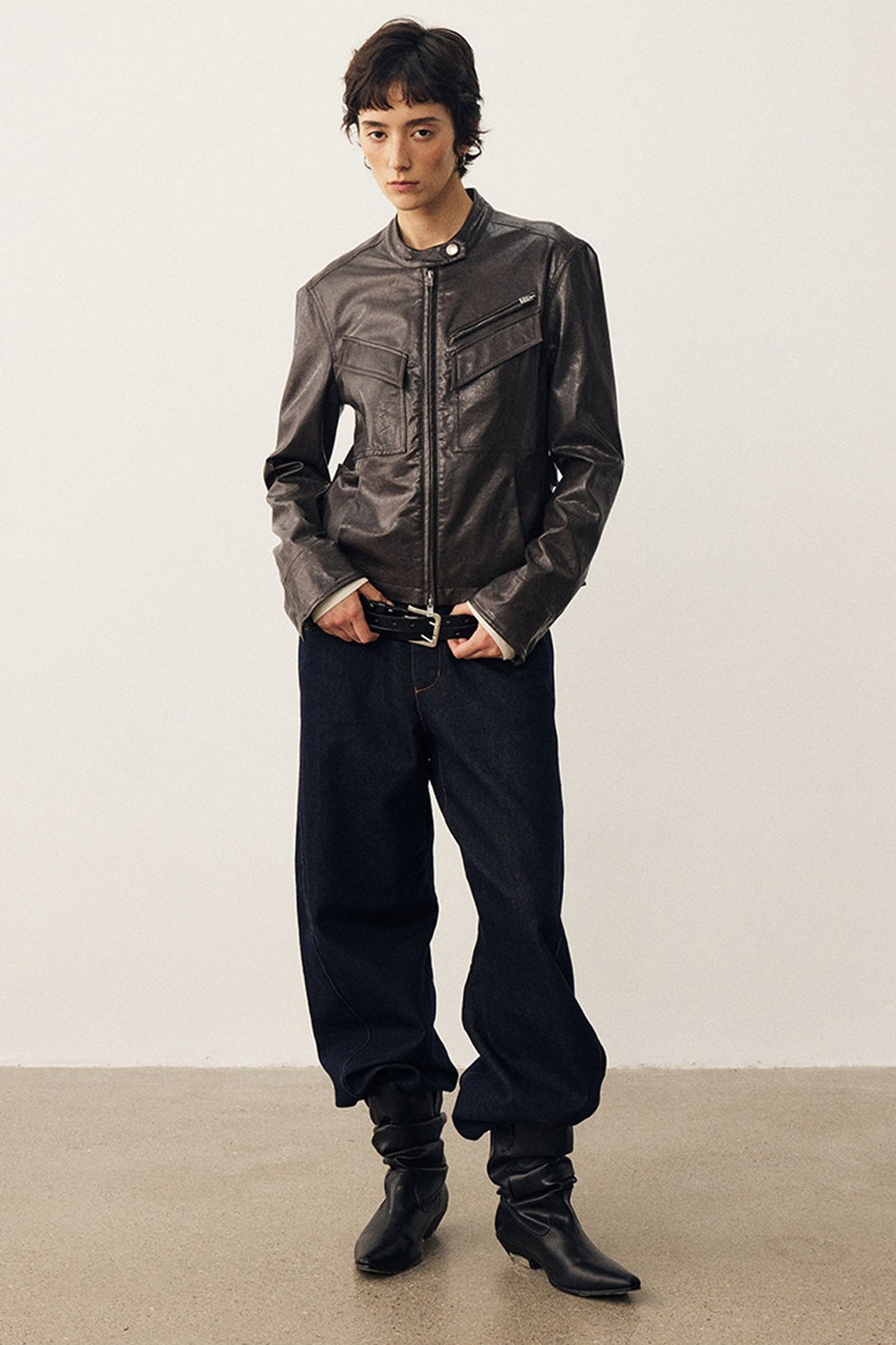 Blackcurrant Slim Leather Jacket