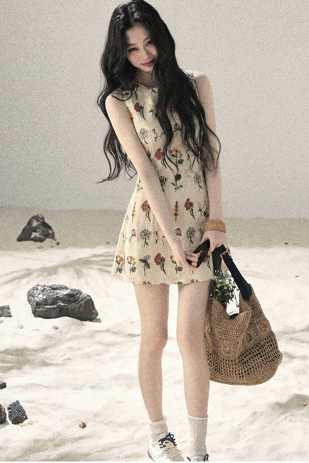French Floral Waist Dress