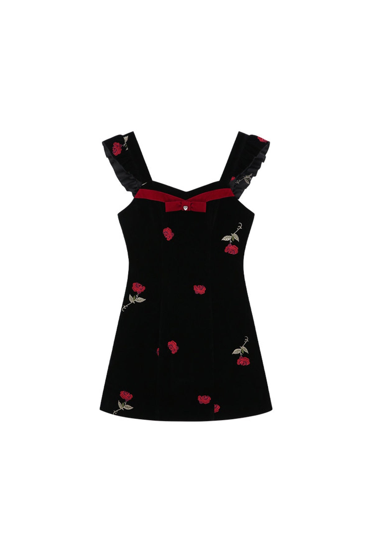 Rose Velvet Strap Dress Set-Up