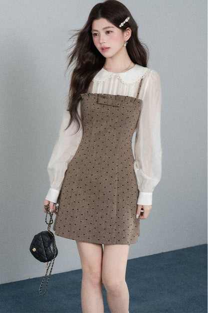 High-Waisted A-Line Polka Dot Dress