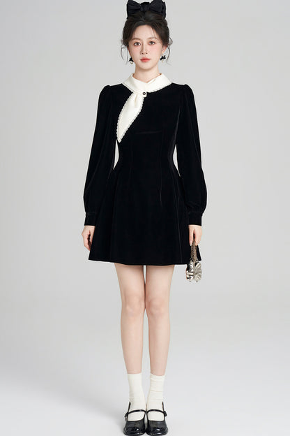 Black Velvet Collar Dress