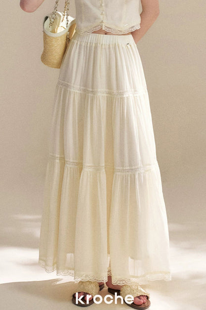 Tencel Lace Top and Skirt Set