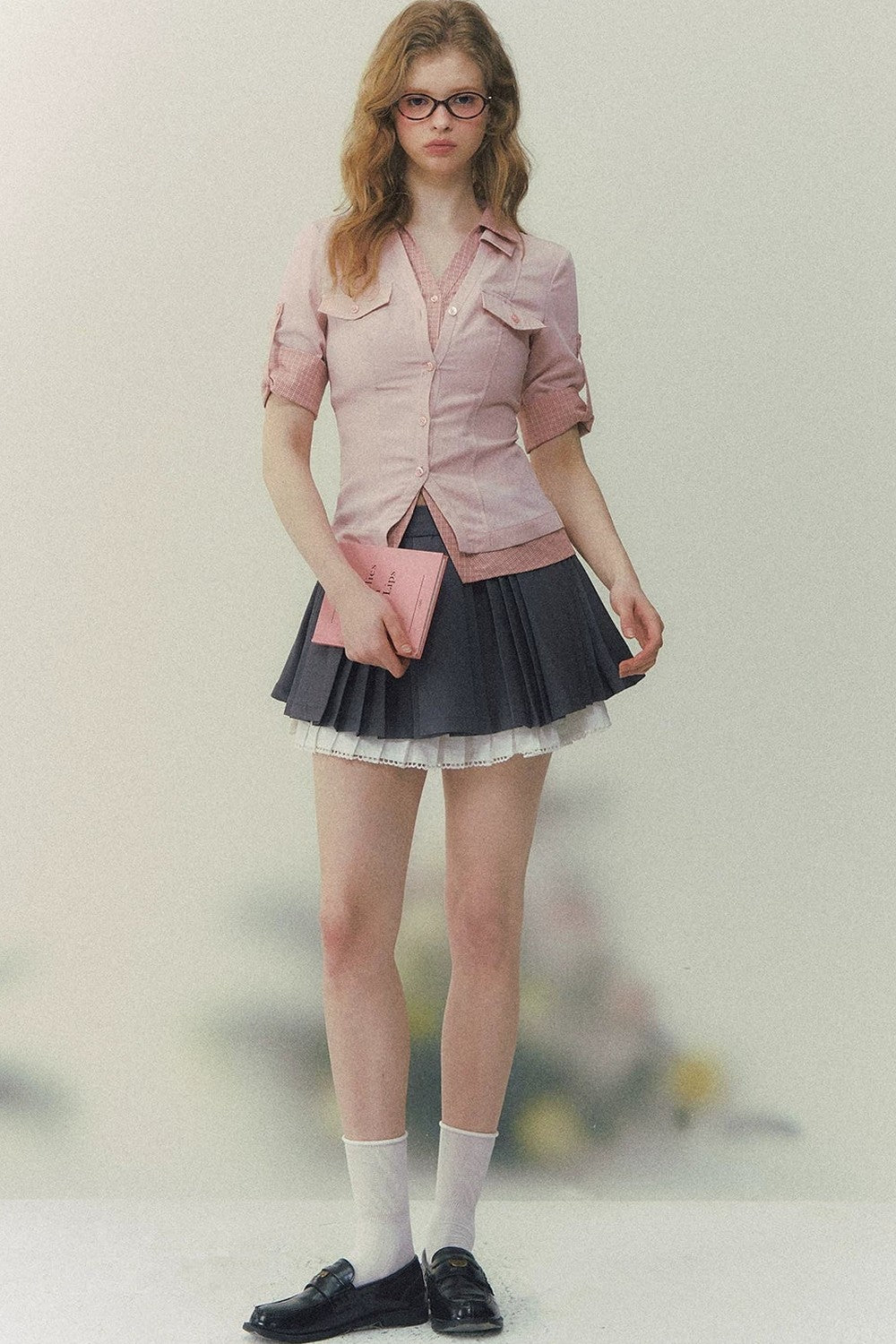 Kariertes Patchwork-Polo-Hemd