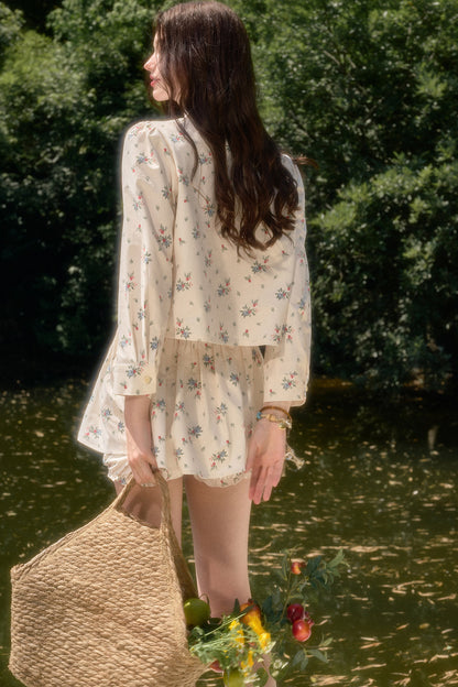Floral Shirt and Skirt Set-Up
