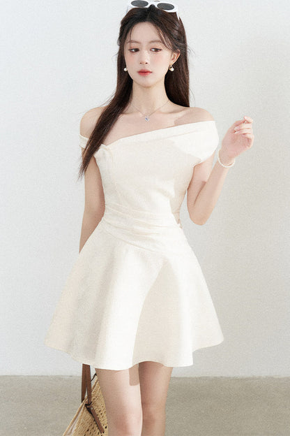 Apricot Off-Shoulder Slimming Dress