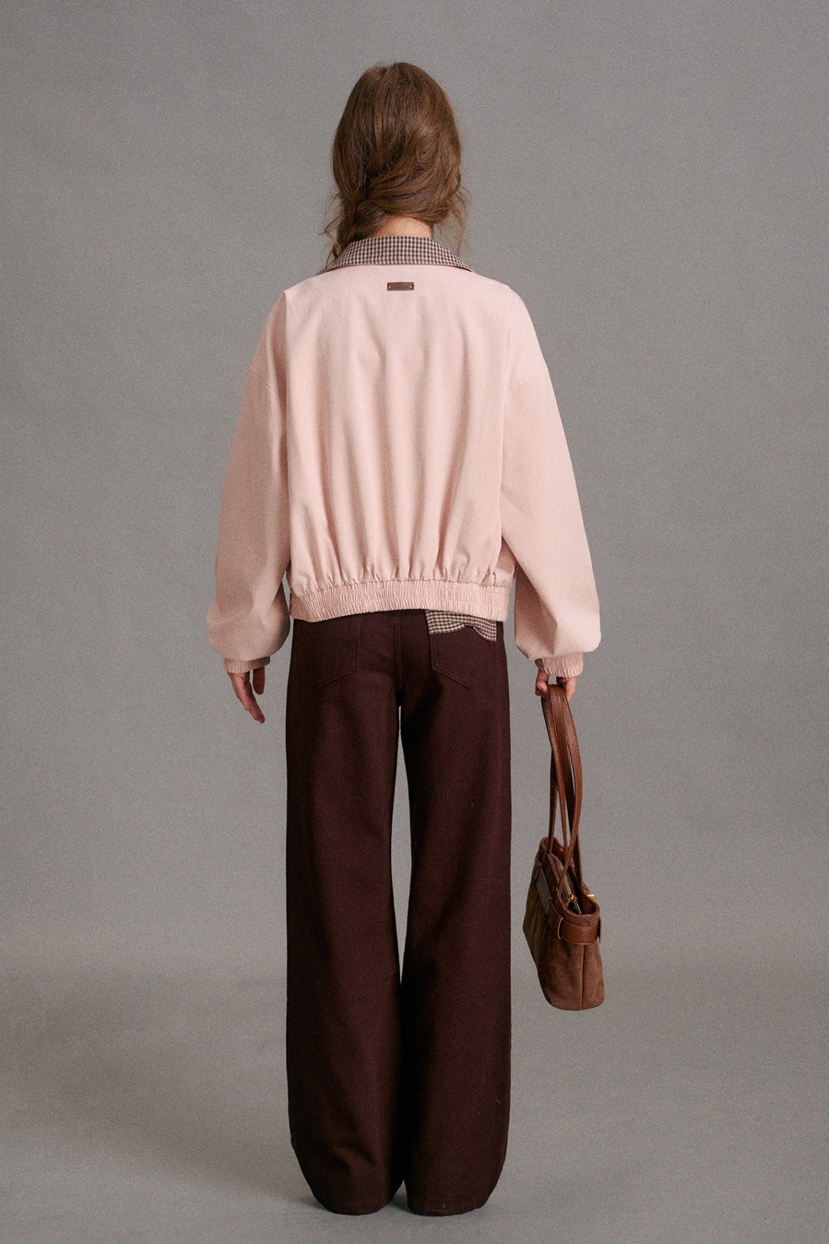 Mid-Waist Straight-Leg Plaid Bow Jeans