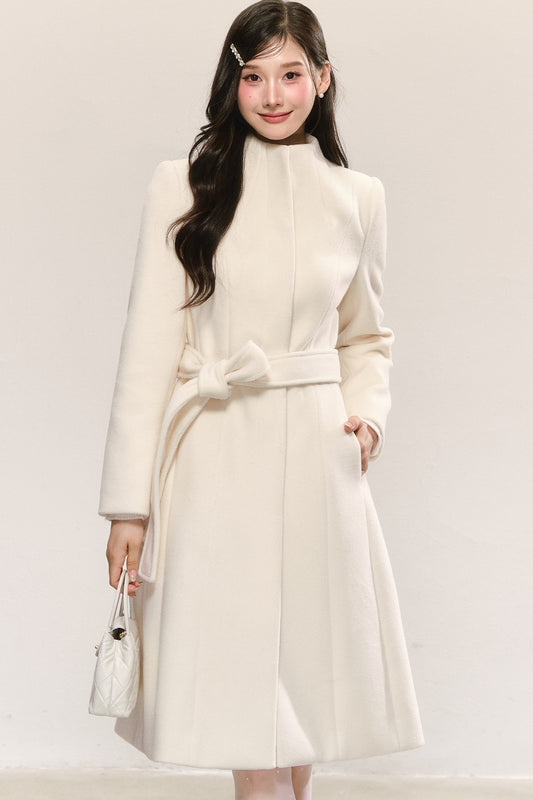 Belted Mid-Length Wool Jacket