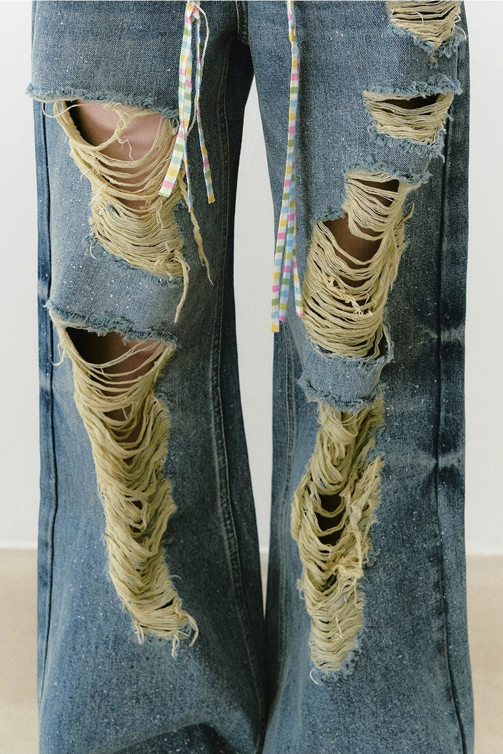 Sparkling Glitter Distressed Pants