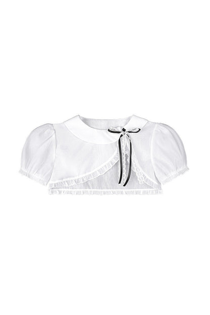 Two-Tone Puff Sleeve Blouse