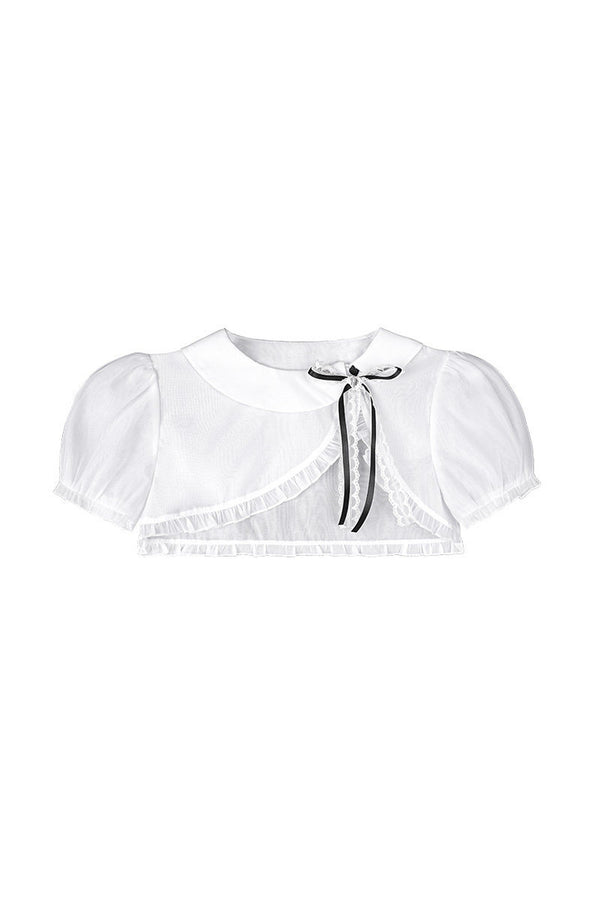 Two-Tone Puff Sleeve Blouse
