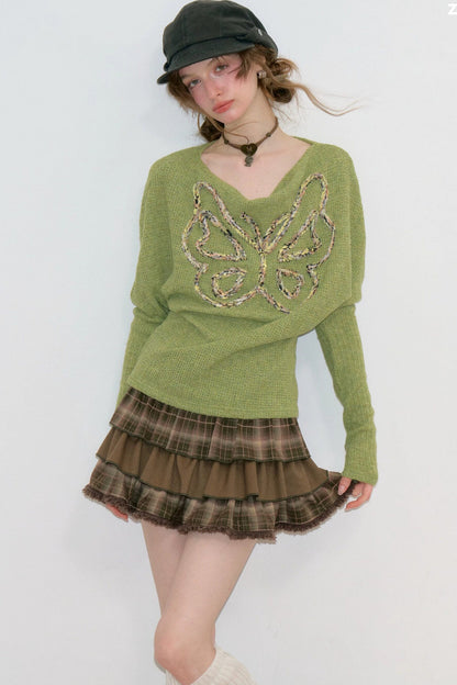Retro Butterfly Knit Top