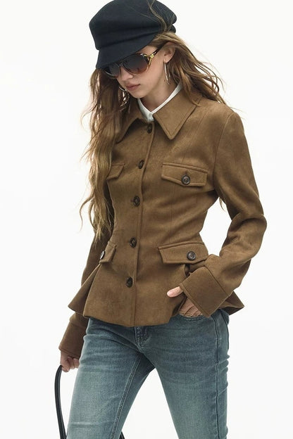 Loose Suede Long Sleeve Jacket