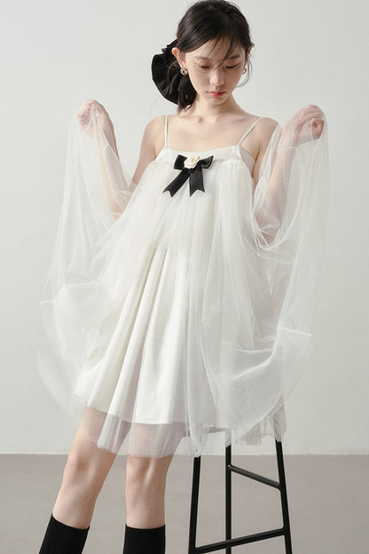 Robe à bretelles en résille française