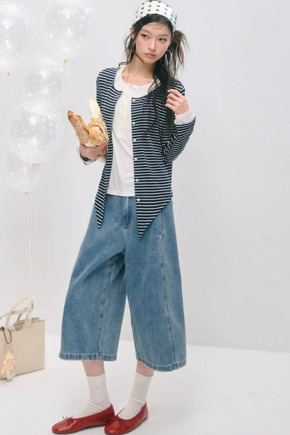 Layered Fake Two-Piece Tencel Wool Top