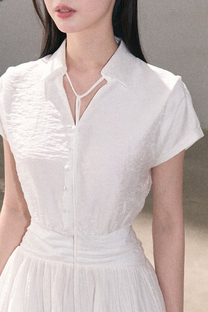 Lyocell Sheer Tie-Up Dress