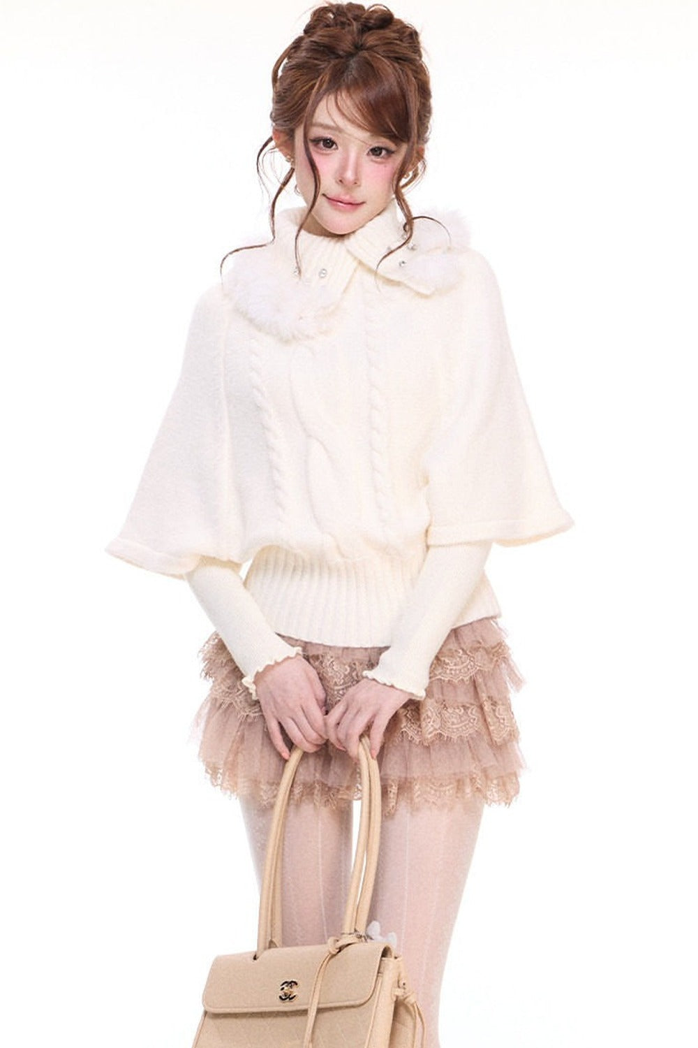Lace Collar With Mesh Lace Half Skirt Set-Up