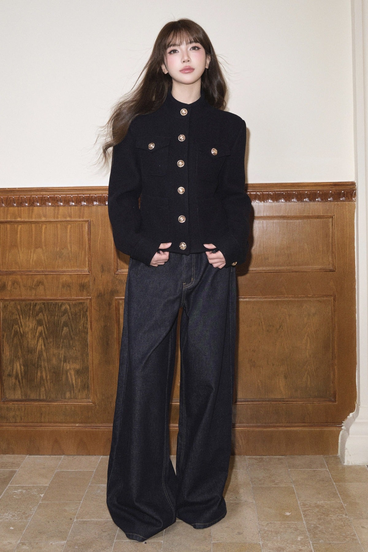 Woolen Tweed Jacket and Skirt Set-Up