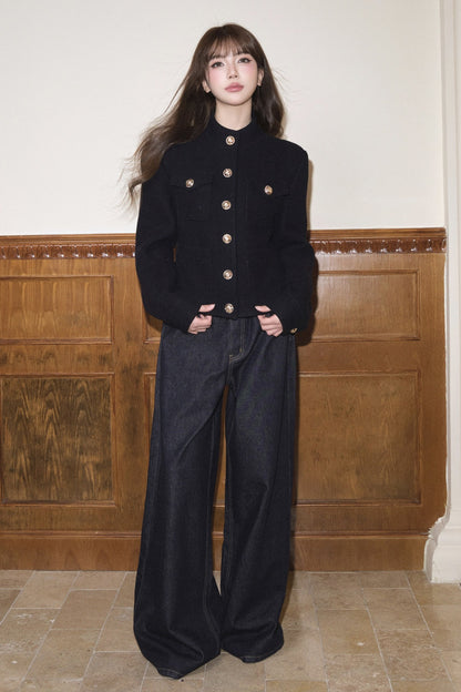 Woolen Tweed Jacket and Skirt Set-Up