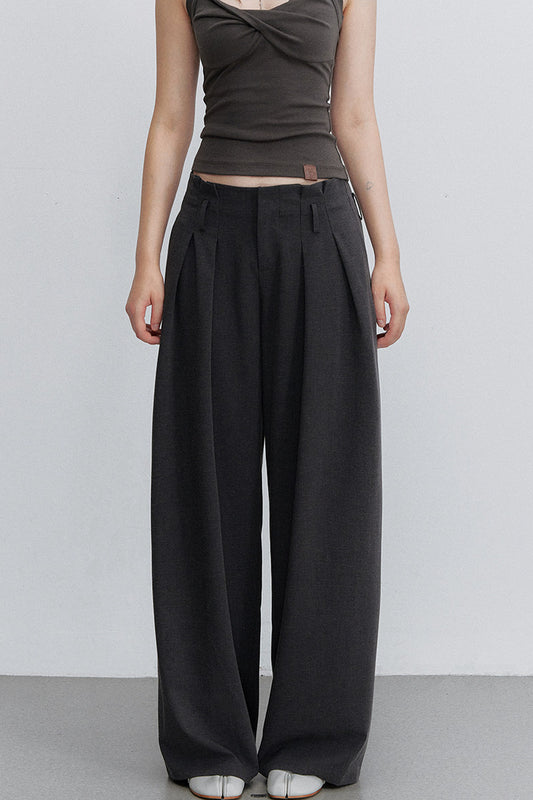 Pantalon de costume plissé gris