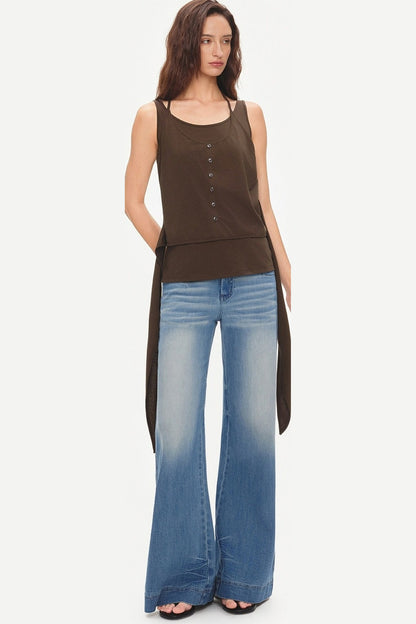 Layered-Look Tie U-Neck Camisole