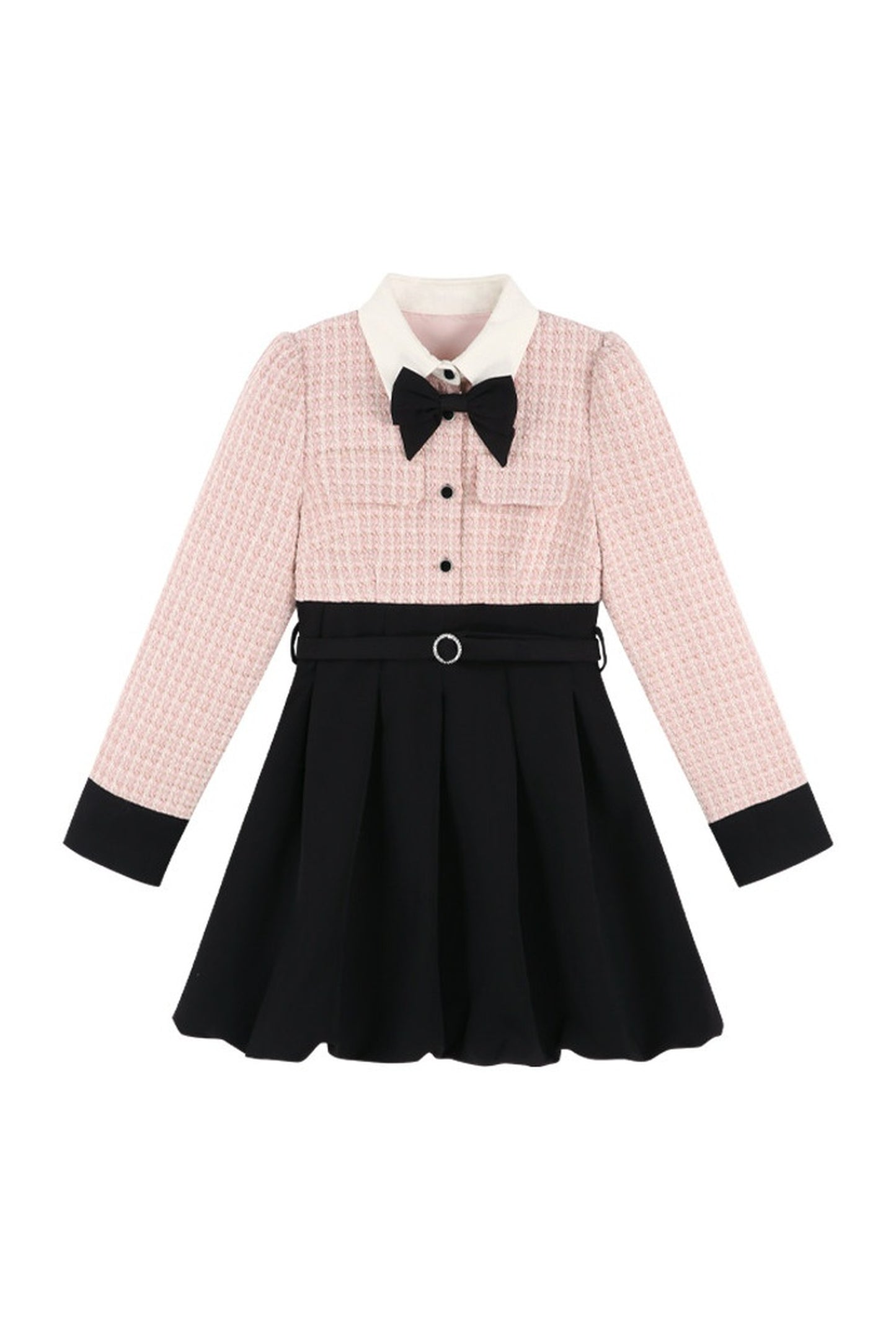 Tweed- und Samtkleid