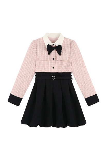 Tweed- und Samtkleid
