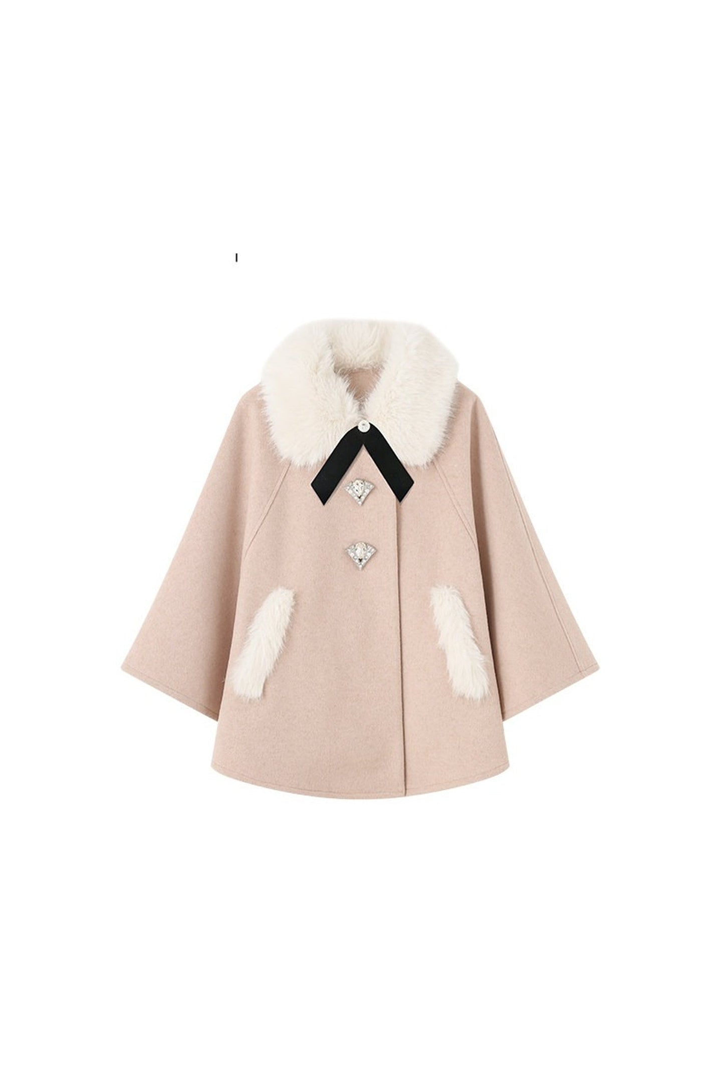 Luxurious Fur Collar Cape