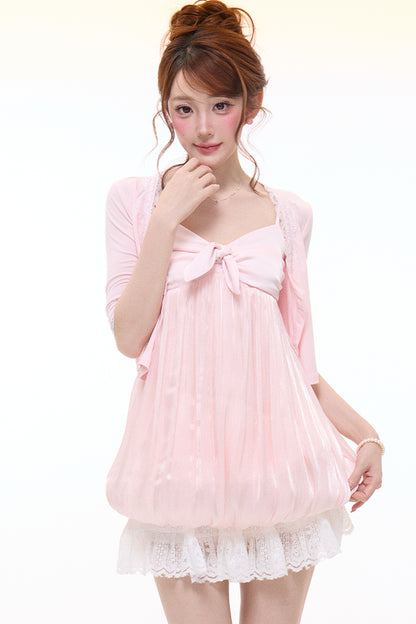 Flowing Puffy Flower Bud Camisole Top Set-Up