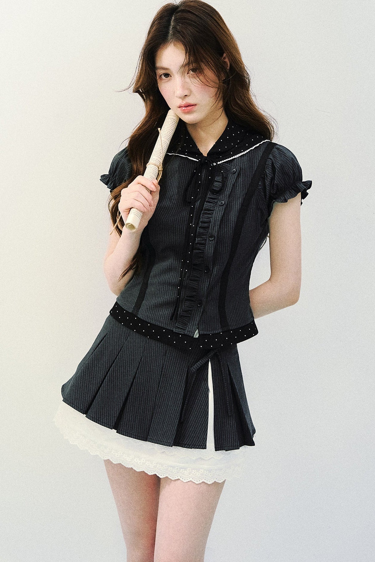 Striped Patchwork Blouse Set-Up