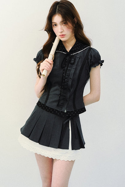 Striped Patchwork Blouse Set-Up