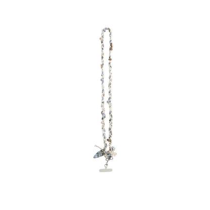 Hand-Woven Plaid Button Phone Chain