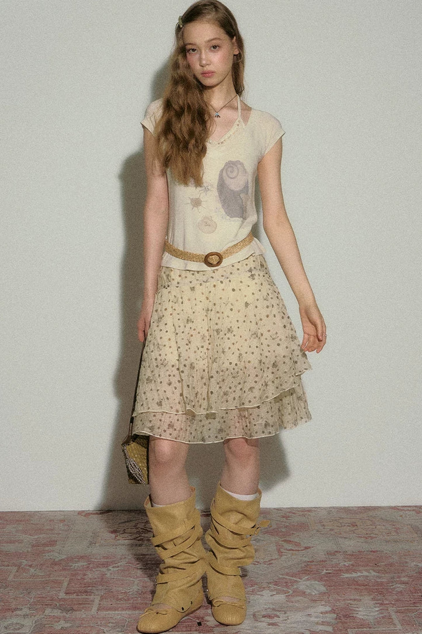 Retro Floral Asymmetrical Skirt