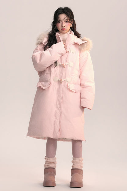 Bow Fur Collar Down Coat