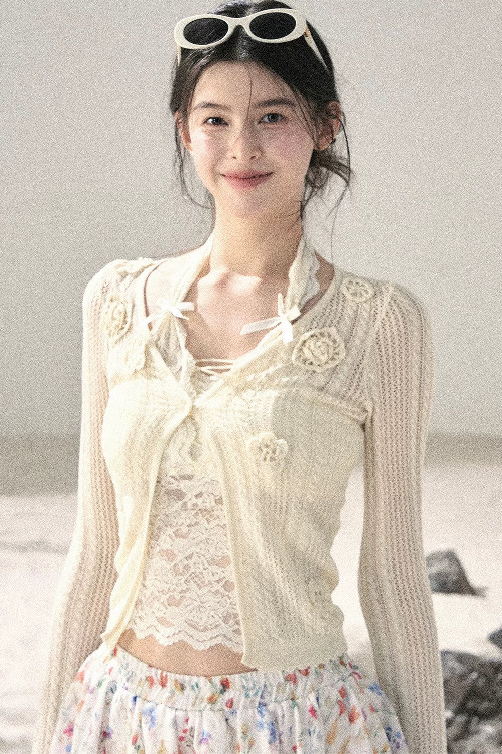 French Thin Sun Protection Cardigan Set-Up